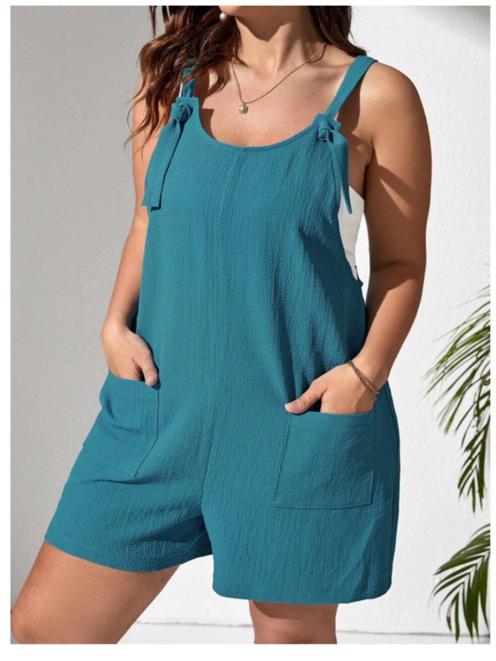 Plus Pocket Patched Romper 3X
